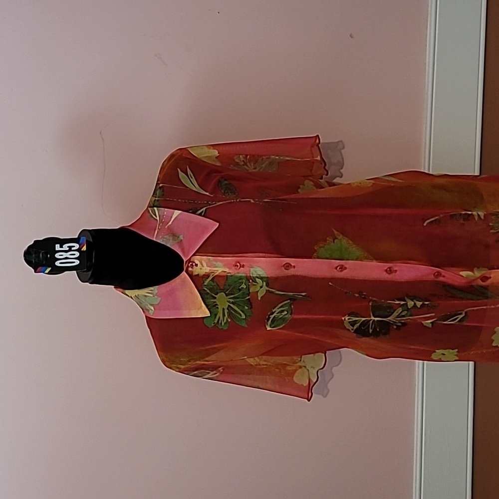 #85 Ladies Sheer Floral Print Blouse - Picture 2 of 7